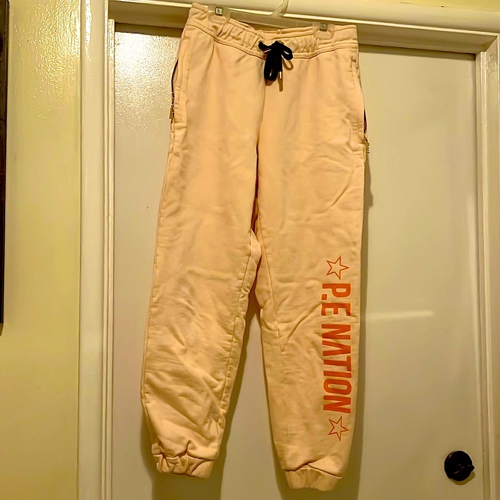 P.E Nation Sweatpants light orange/Peach color Sz S Zipper Pockets